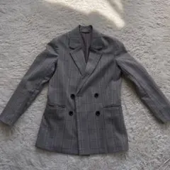 グレー チェック柄 ダブルブレストジャケット 美品