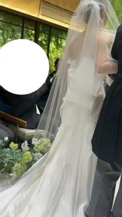 無地ベールギャザーありMサイズ　ドレスモア