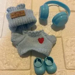 ラブブ服 着せ替え服 ラブブ ぬい活 ぬい服 推し活 ぬいぐるみ 水色 お出かけ