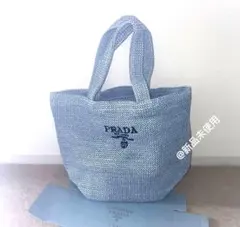 未使用 ミニカゴバッグ ノベルティ PRADAミニラフィア刺繍トートバッグ
