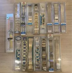 【訳あり未使用品　まとめ売り！】 経年品　金属　ゴールド　時計　バンド 16点