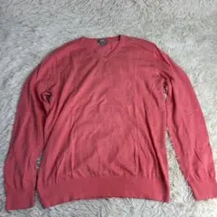 極美品 ユニクロ ピンク Vネック 長袖ニットセーター L カシミア混