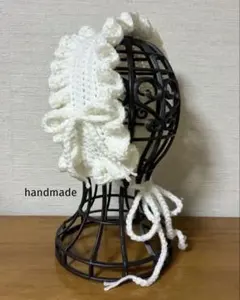 編み物かぎ編み　イヤーマフ　ヘッドドレス　バブーシュカ　イヤーウォーマー　耳あて