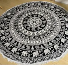 エレファントデザインの円形マルチカバー　アジアン