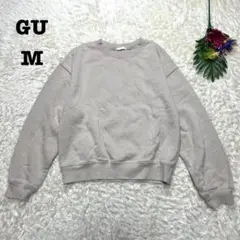 GU　スウェットプルオーバー　ボリュームスリーブ　ショート丈　裏起毛　M