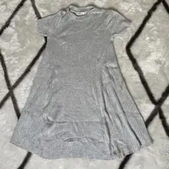 ザラ　ニットワンピース　リブワンピース　グレー