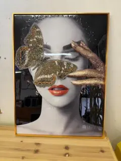 水晶絵 アートパネル クリスタル 立体 絵画 アート フラワー Lady 女性