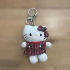ハローキティ チェック柄ぬいぐるみキーホルダー