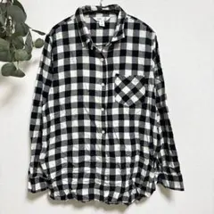 ブロックチェック チュニックシャツ ユニセックス 春秋冬 お出かけ ゆったりのサムネイル