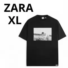 ZARA 黒 XL フォトT メンズ 人気デザイン