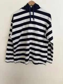 LABRAT フード付きストライプパーカー　ネイビー/ホワイト