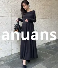 新品同様 anuans 長袖ワンピース MEDIUM チャコールグレー