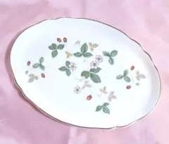 ウエッジウッド　廃盤　ワイルドストロベリー　オーバルトレー　黒壺