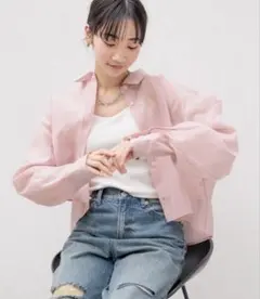 LOWRYS FARM シアーシャツ　ショート　ピンク