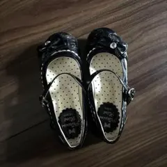 黒 リボン付き フォーマルシューズ　19センチ