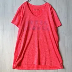 アンダーアーマー Tシャツ 半袖 杢柄 XL 赤オレンジ スポーツウェア