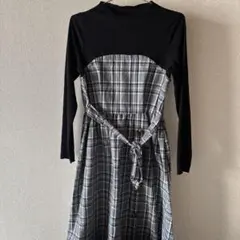 チェックビスチェ風ワンピ