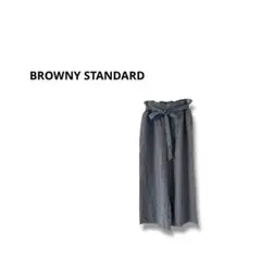 【ブラウニースタンダード】ワイドパンツ　チェック柄　リボン　ベルト　S