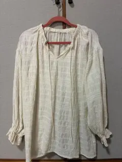 studio CLIP ダブルフロントシャーリングボーダーチュニックブラウス