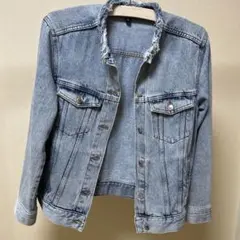 H&M デニムジャケット ノーカラー フリンジ XSのサムネイル