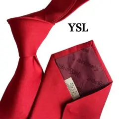 YVES SAINT LAURENT イヴサンローランネクタイ レッド 刺繍ロゴのサムネイル