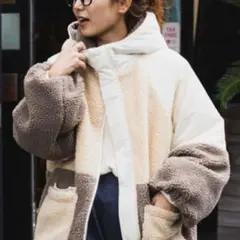 配色ボアジャケット　niko and