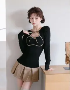 Darich ダーリッチ ポイントチェックニットミニワンピース