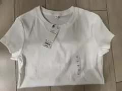 GU ホワイト リブ Tシャツ Mサイズ