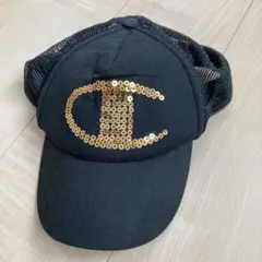 Champion スパンコールロゴ メッシュキャップ ブラック