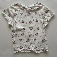 【水通しのみ】petit main 花柄フリルTシャツ 90