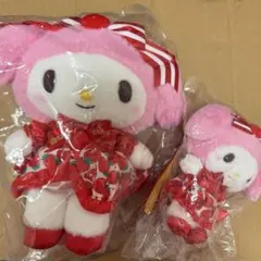 サンリオ マイメロディ ぬいぐるみ　マスコットホルダー　いちご新聞 マイメロ