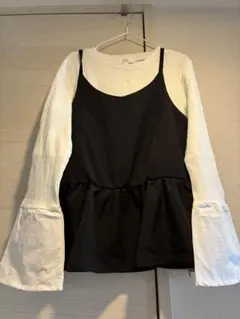 長袖リブカットソー＆キャミソール セット