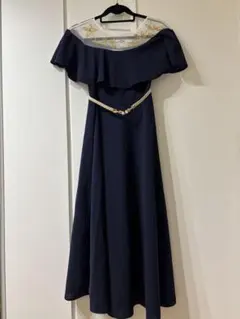 パーティードレス　結婚式　お呼ばれ　ネイビー