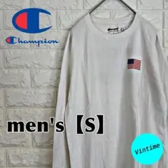 V859【Champion】刺繍ロゴロングスリーブ【メンズS】ホワイト