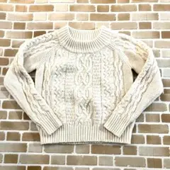 美品　ローリーズファーム　 ケーブル編み クルーネックニット Mサイズ　白