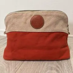 HERMES キャンバス地 ポーチ バイカラー オレンジ ベージュのサムネイル