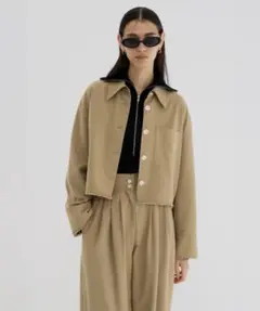 美品 clane FRINGE SHORT SHIRT ベージュ 1