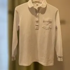 ホワイト 長袖ポロシャツ