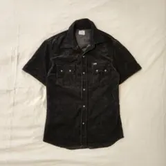 vintage ワークシャツ 半袖シャツ コットン 黒 コーデュロイ Y2Kのサムネイル
