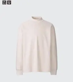 新品未使用 ユニクロU ブラッシュドモックネックTシャツ ナチュラル Lサイズ