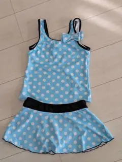 水色の水玉模様 セパレート水着ビキニ 130cm