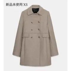 ZARA ウール混紡ショート丈ダブルブレストコート ライトミンク XS