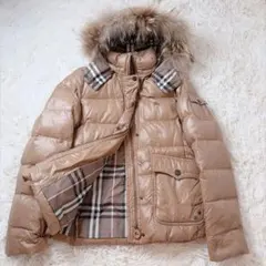 バーバリーブルーレーベル　ダウンジャケット　ホースロゴ　ブラウン　38 ファー