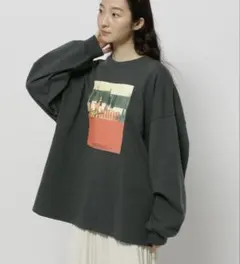 ニコアンド niko andアソートフォトロングTシャツチャコールグレー新品