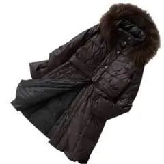 美品 組曲 2way リバーシブル ダウン コート ラクーンファー 2