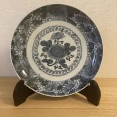 古伊万里】江戸後期〜明治 染付 蛸唐草文 小皿 金継ぎ修復あり 富貴