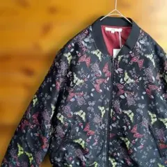 セットアップ　元値29800円　ジャンパー　ブルゾン　スカート　黒　蝶々　総柄