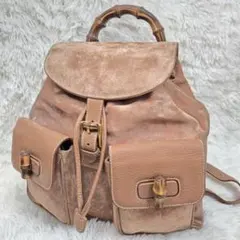 美品 GUCCI バンブー リュックサック スエード レザー ターンロックのサムネイル