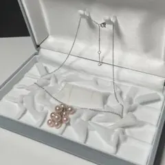 あこや真珠 パールネックレス ぶどうモチーフ SILVER 刻印 ピンク系 葡萄