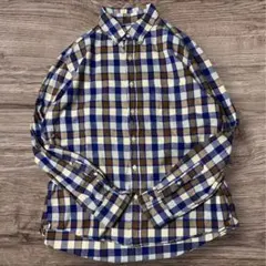 【美品】SHIPS XL チェックシャツ ブルー ペルーピマコットン 最高級素材